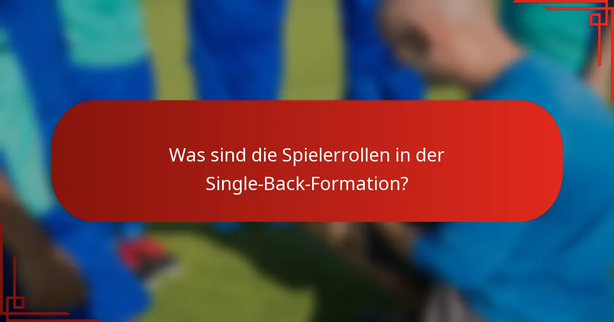 Was sind die Spielerrollen in der Single-Back-Formation?