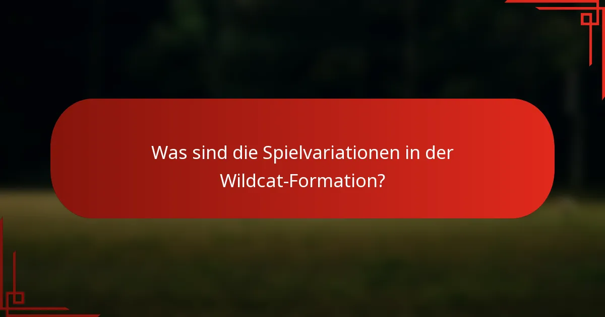 Was sind die Spielvariationen in der Wildcat-Formation?